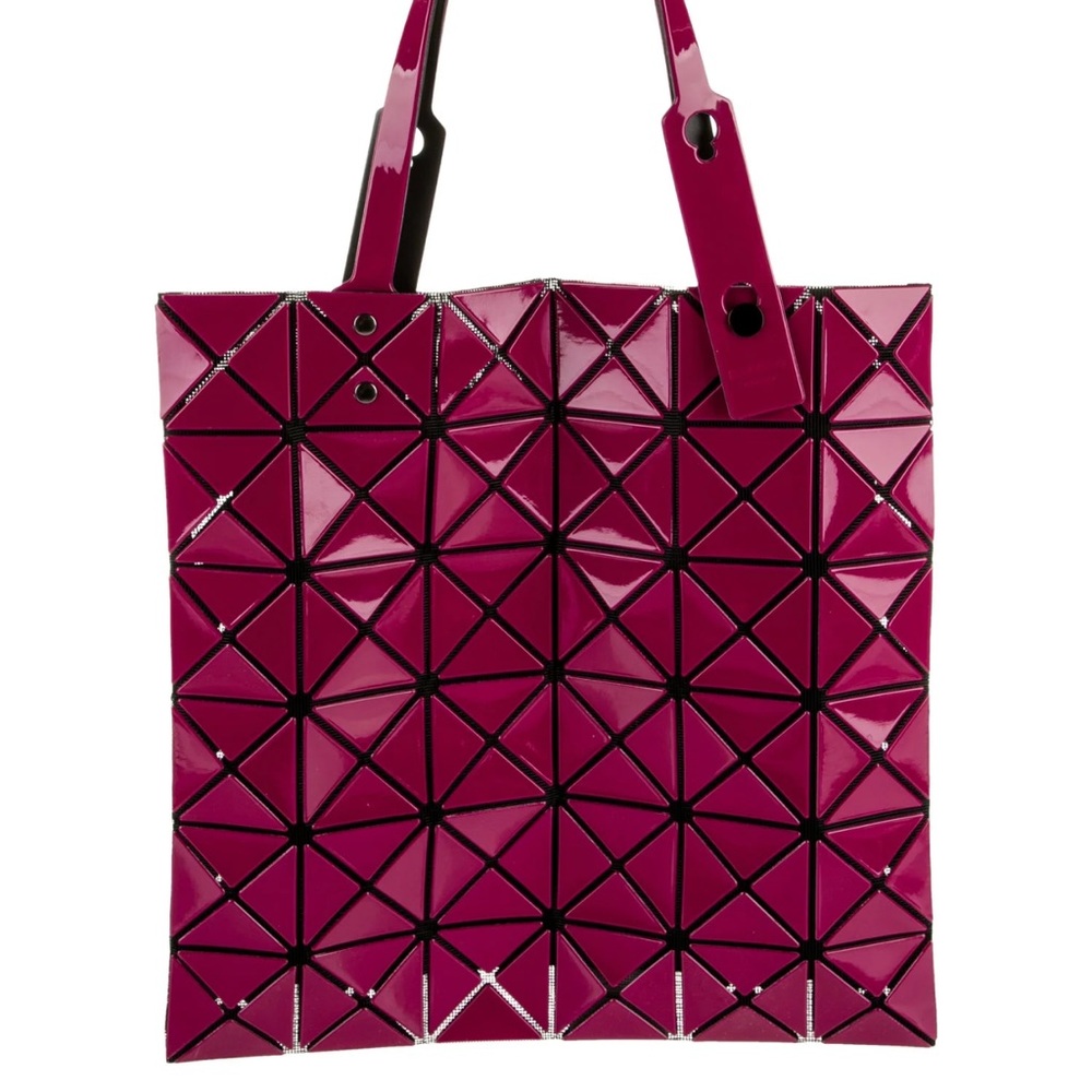 ISSEY MIYAKI BAO BAO "PRISM" AMETHYST PATENT TRIANGLES TOTE BAG - Picture 2 of 10